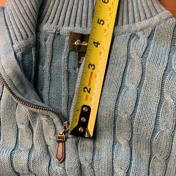 Eddie Bauer 100% Cotton Cable Knit Sweater w Ribbing on Cuffs & Bottom 1/4 Zip - Picture 14 of 14